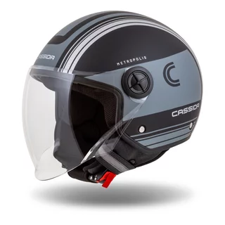 Helma na moped Cassida Handy Metropolis Vision černá matná/šedá/reflexní šedá