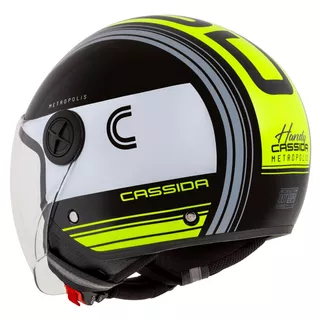 Motorcycle Helmet Cassida Handy Metropolis Black/White/Fluo Yellow/Gray