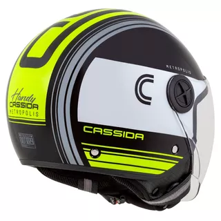 Moto prilba Cassida Handy Metropolis čierna/biela/žltá fluo/šedá