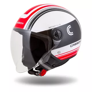 Cassida Handy Metropolis Motorradhelm schwarz/weiß/rot