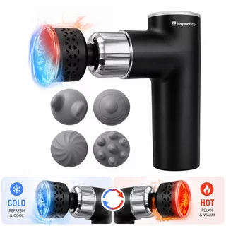 Masážní pistole s hřejivým/chladivým nástavcem inSPORTline ChillFrost • 1800 mAh • 1600-2800 rpm • až 6 mm