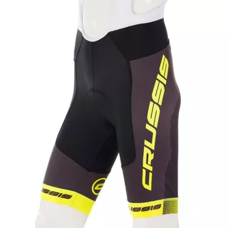 Men’s Cycling Shorts w/ Suspenders Crussis CSW-068 - Black-Fluo Yellow