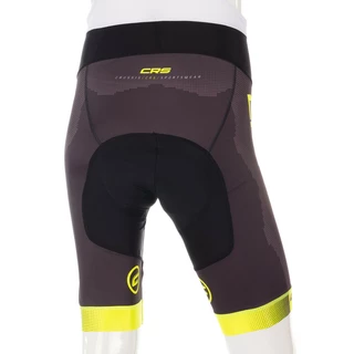Férfi kerékpáros rövidnadrág nadrágtartóval Crussis CSW-068 - fekete-fluor sárga
