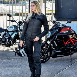 Women’s Leather Motorcycle Pants Spark Virginia - Black