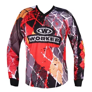 Motocross shirt WORKER T-Junior - Red Checked - Red Checked