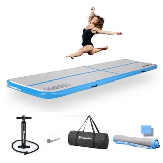 Inflatable Exercise Mat inSPORTline Airstunt 400 x 100 x 10 cm White w/ Hand Pump