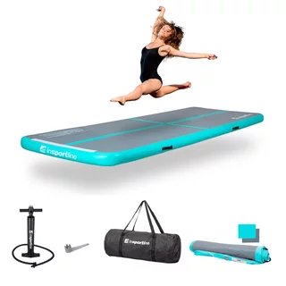Inflatable Exercise Mat inSPORTline Airstunt 400 x 100 x 10 cm Gray w/ Hand Pump