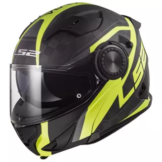 Flip-Up Motorcycle Helmet LS2 FF313 Vortex - Carbon Hi Vis Yellow