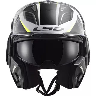 Flip-Up Motorcycle Helmet LS2 FF900 Valiant II Codex White Black P/J