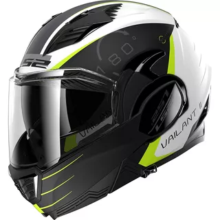 Flip-Up Motorcycle Helmet LS2 FF900 Valiant II Codex White Black P/J