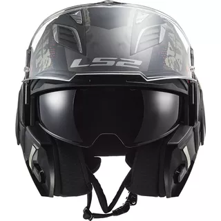 Flip-Up Motorcycle Helmet LS2 FF900 Valiant II Gripper P/J - Matt Titanium