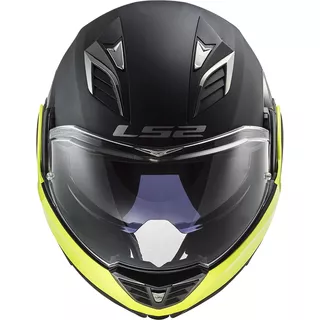 Flip-Up Motorcycle Helmet LS2 FF900 Valiant II Hammer P/J - Black H-V Yellow