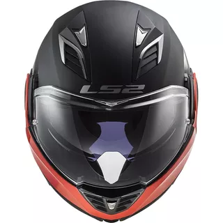 Flip-Up Motorcycle Helmet LS2 FF900 Valiant II Hammer P/J - Matt Black Red