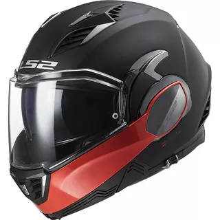 Flip-Up Motorcycle Helmet LS2 FF900 Valiant II Hammer P/J - Black H-V Yellow - Matt Black Red