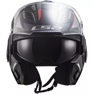 Flip-Up Motorcycle Helmet LS2 FF900 Valiant II Hub Chrome P/J - Gloss Black Chrome