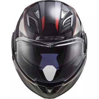 Flip-Up Motorcycle Helmet LS2 FF900 Valiant II Hub Chrome P/J - Gloss Black Chrome