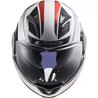 Flip-Up Motorcycle Helmet LS2 FF900 Valiant II Hub P/J - Gloss White Silver