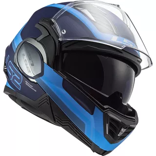 Flip-Up Motorcycle Helmet LS2 FF900 Valiant II Orbit P/J - Matt Blue