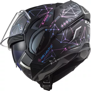 Flip-Up Motorcycle Helmet LS2 FF900 Valiant II Stellar P/J - Matt Black Blue