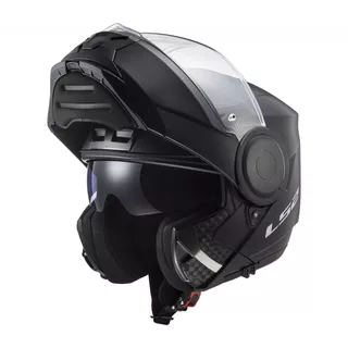 Flip-Up Motorcycle Helmet LS2 FF902 Scope Solid - Gloss Black