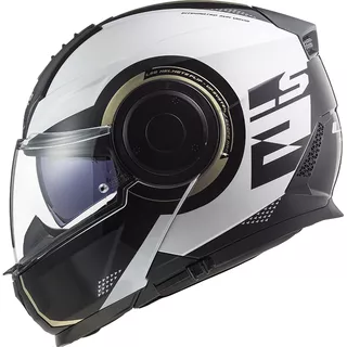 Flip-Up Motorcycle Helmet LS2 FF902 Scope Arch - Gloss White Titanium