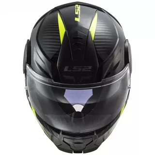 Flip-Up Motorcycle Helmet LS2 FF902 Scope Skid - Black H-V Yellow