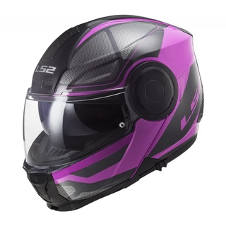 Flip-Up Motorcycle Helmet LS2 FF902 Scope Axis - Black Titanium - Black Pink