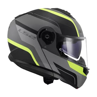 Flip-Up Motorcycle Helmet LS2 FF908 Strobe II Matte Black H-V Yellow