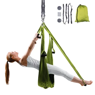 inSPORTline Hemmok Yoga Gurte grün mit Haltern und Seilen
