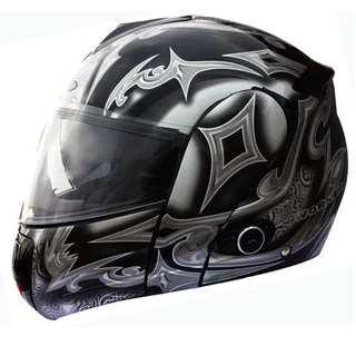 WORKER V210 Bluetooth motorcycle helmet + Interkom - LEH-Crazy Skull - Mystery Silver