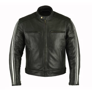 Men’s Leather Jacket B-STAR Aces - Black-White - Black-White