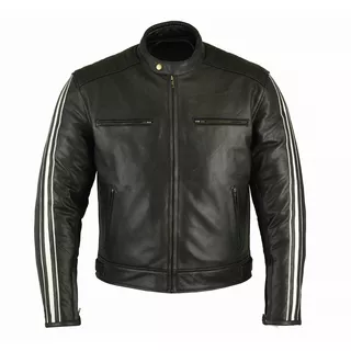 Men’s Leather Jacket B-STAR Aces - Black-White