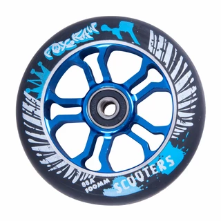 Spare wheel for scooter FOX PRO Raw 03 100 mm - Red-Silver with Graphics - Black-Blue with Graphics
