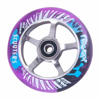 Spare wheel for scooter FOX PRO Raw 03 100 mm - White-Black - Violet-Silver with Graphics