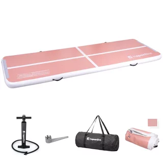 Inflatable Exercise Mat inSPORTline Airstunt 300 x 100 x 10 cm Coral Pink w/ Hand Pump