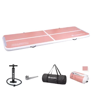 Inflatable Exercise Mat inSPORTline Airstunt 400 x 100 x 10 cm Coral Pink w/ Hand Pump