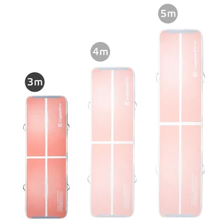 Inflatable Exercise Mat inSPORTline Airstunt 300 x 100 x 10 cm Coral Pink w/ Hand Pump
