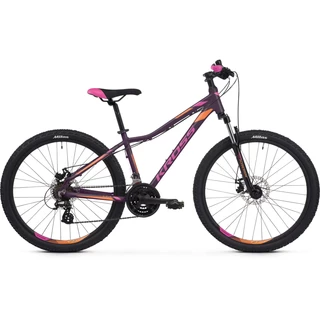 Dámsky horský bicykel Kross Lea 3.0 26" SR - model 2021 - bielo-fialová - fialová/ružová/oranžová