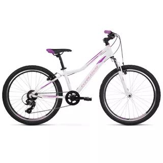 Juniorský dievčenský bicykel Kross LEA JR 1.0 24" - model 2021 - biela/ružová/fialová