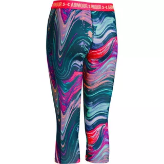 Girls’ Leggings Under Armour Printed Armour Capri - Violet/Tory Blue/Lime