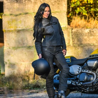 Dámská kožená moto bunda Spark Virginia - černá, 4XL