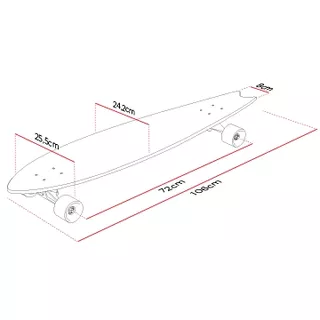 Longboard Street Surfing Fishtail - The Leaf 42" - Srebrny truck