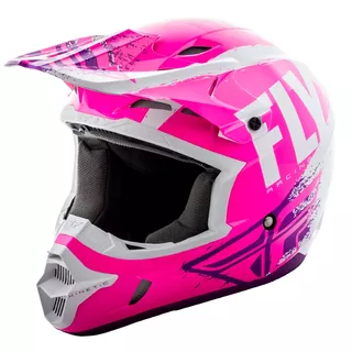 Fly Racing Kinetic Burnich Motocross Helm - neon rosa/weiss/violett