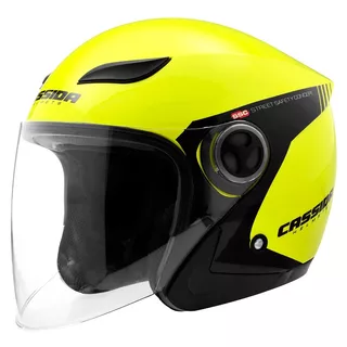 Motorcycle Helmet Cassida Reflex Safety - Black-Fluo Yellow