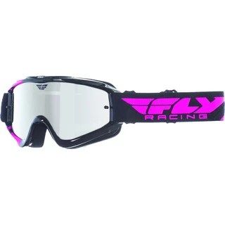 Fly Racing RS Zone Motocross Brille - schwarz-weiss-verspiegeltes-visier-mit-bolzen-fur-sonnenblenden
