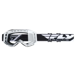 Motocross Goggles Fly Racing Focus 2019 - White, Clear Plexi without Pins - White, Clear Plexi without Pins