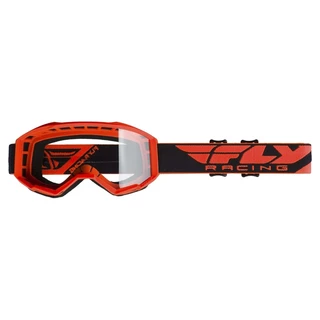 Motocross Goggles Fly Racing Focus 2019 - White, Clear Plexi without Pins - Orange, Clear Plexi without Pins