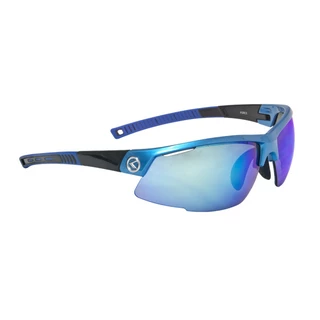 Cyklistické brýle KELLYS Force - Shiny Lime, limetková s modrými duhovými skly - Sky Blue, modrá s duhovými modrými skly