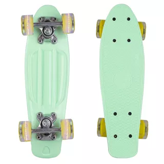 Das Mini-Pennyboard WORKER Pico 17" mit den leuchtenden Rädern - blaues Brett, gelbe Rollen