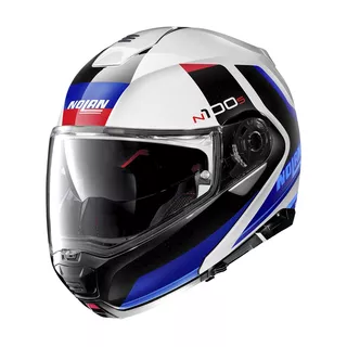 Moto prilba Nolan N100-5 Hilltop N-Com P/J - Metal White-Blue